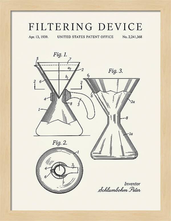Filtering Device Chemex Coffeemaker Minimalist Patent Us2241368a