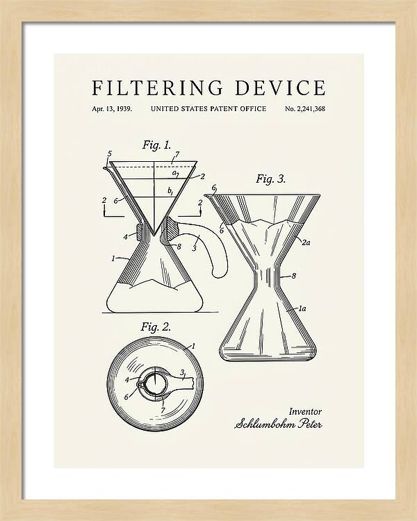 Filtering Device Chemex Coffeemaker Minimalist Patent Us2241368a