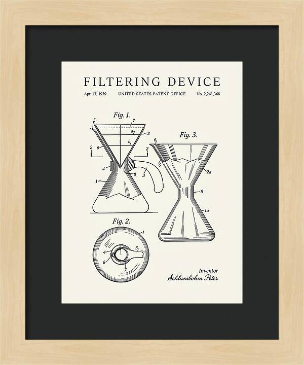 Filtering Device Chemex Coffeemaker Minimalist Patent Us2241368a