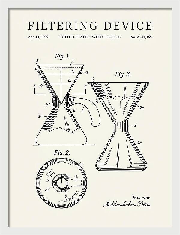 Filtering Device Chemex Coffeemaker Minimalist Patent Us2241368a