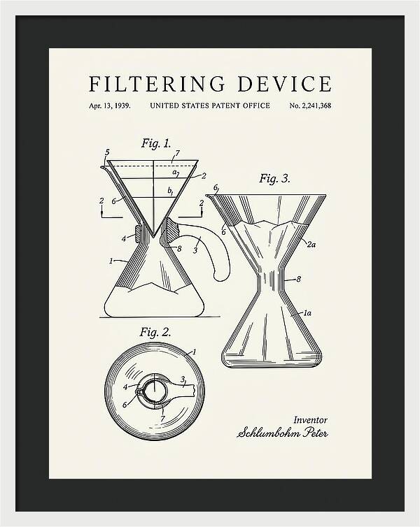 Filtering Device Chemex Coffeemaker Minimalist Patent Us2241368a