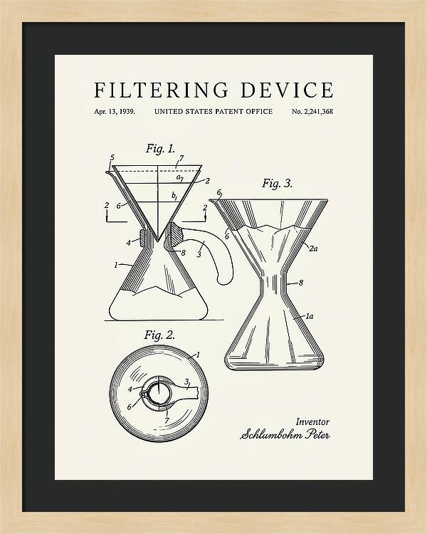 Filtering Device Chemex Coffeemaker Minimalist Patent Us2241368a