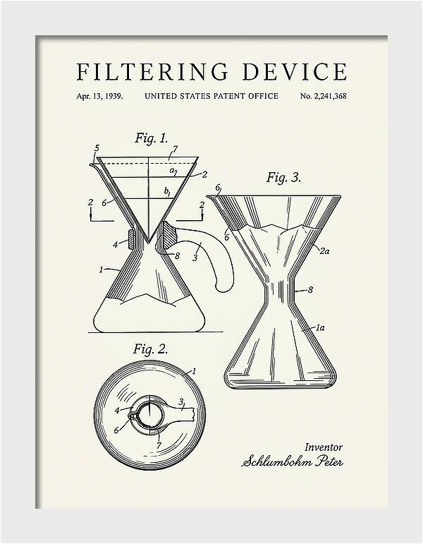 Filtering Device Chemex Coffeemaker Minimalist Patent Us2241368a