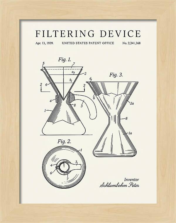 Filtering Device Chemex Coffeemaker Minimalist Patent Us2241368a