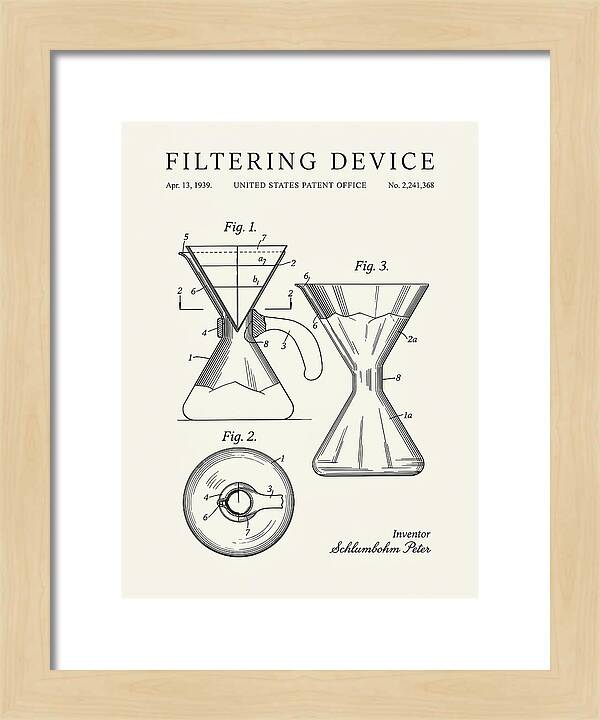 Filtering Device Chemex Coffeemaker Minimalist Patent Us2241368a