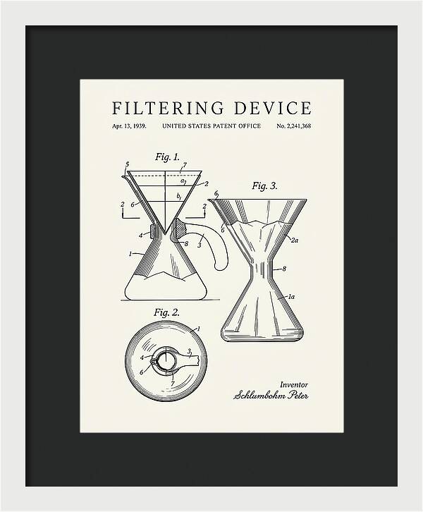 Filtering Device Chemex Coffeemaker Minimalist Patent Us2241368a