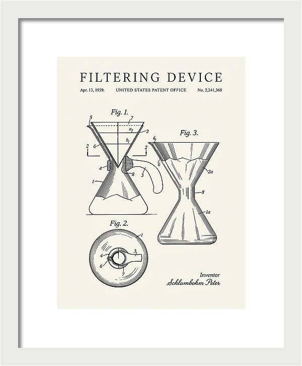 Filtering Device Chemex Coffeemaker Minimalist Patent Us2241368a
