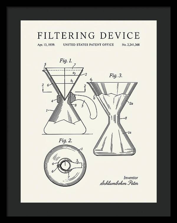 Filtering Device Chemex Coffeemaker Minimalist Patent Us2241368a