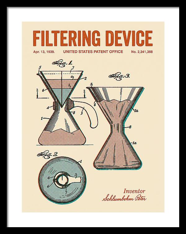 Filtering Device Chemex Coffeemaker Retro Patent Us2241368a