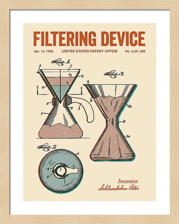 Filtering Device Chemex Coffeemaker Retro Patent Us2241368a