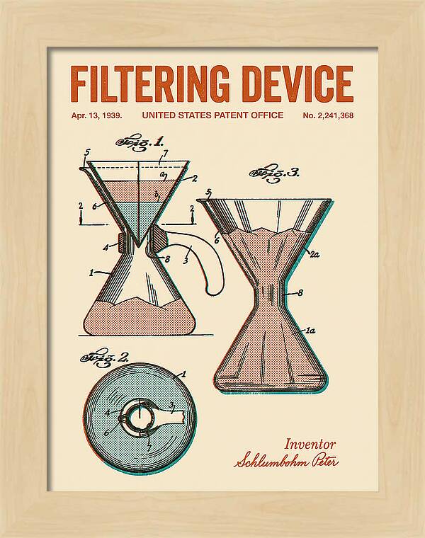 Filtering Device Chemex Coffeemaker Retro Patent Us2241368a