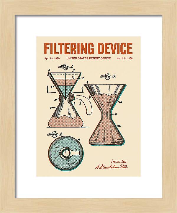 Filtering Device Chemex Coffeemaker Retro Patent Us2241368a