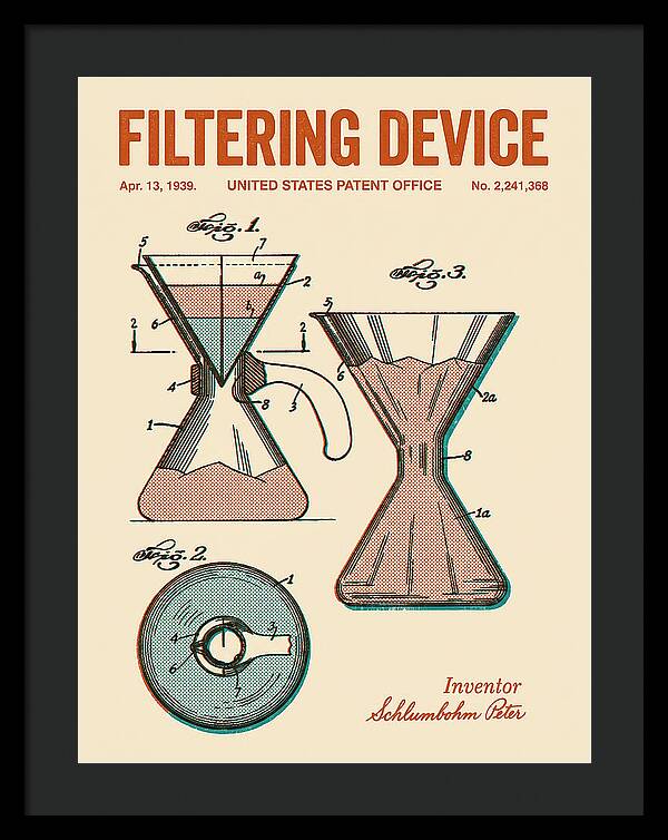 Filtering Device Chemex Coffeemaker Retro Patent Us2241368a