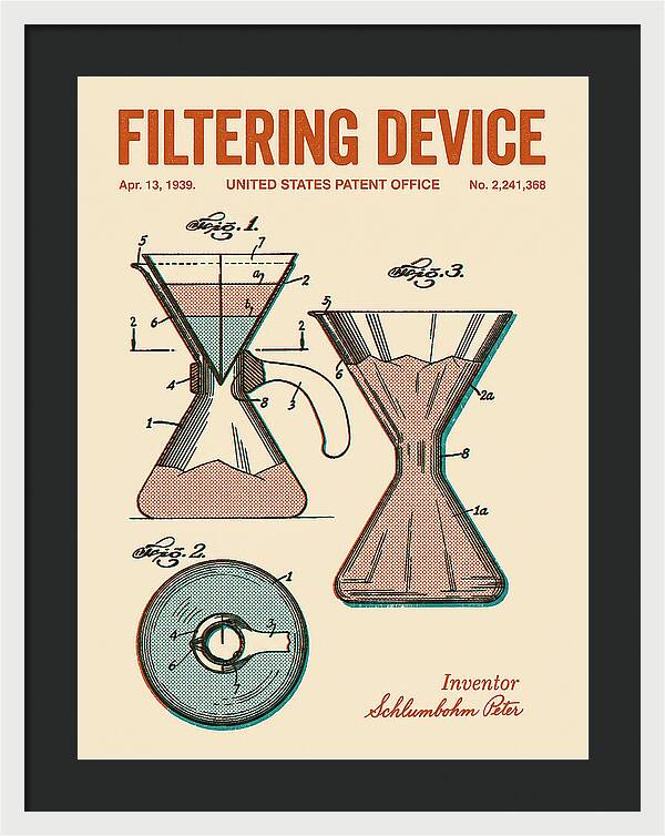 Filtering Device Chemex Coffeemaker Retro Patent Us2241368a