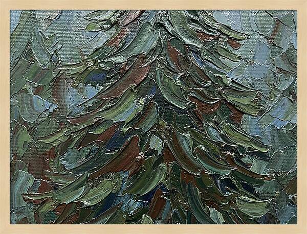Fir Tree In Palette Knife Style