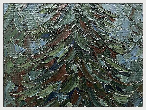 Fir Tree In Palette Knife Style