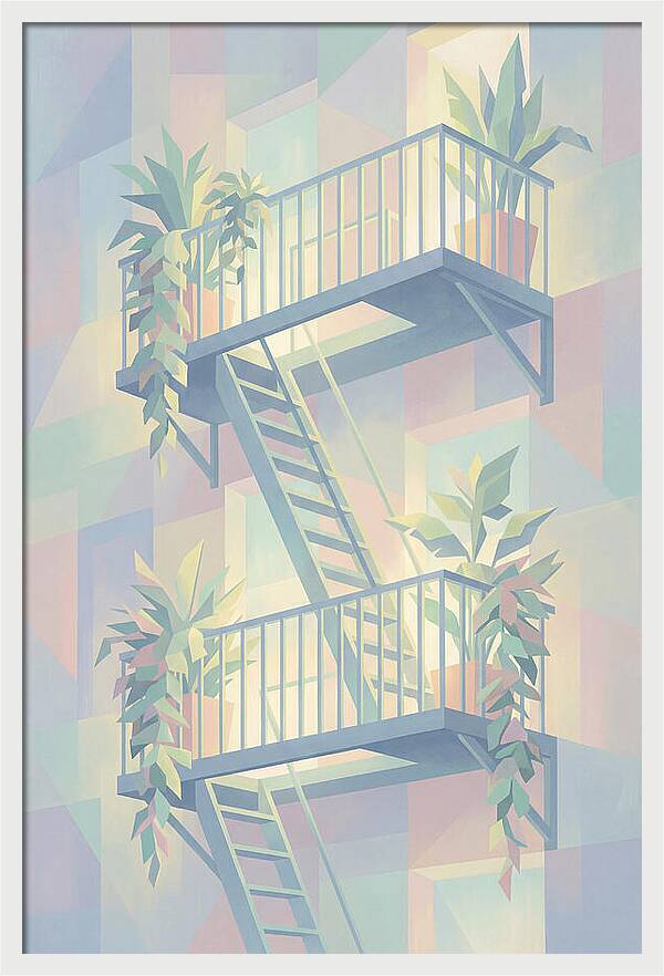 Fire Escape With Cascading Plants