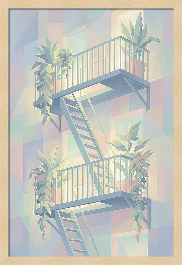 Fire Escape With Cascading Plants