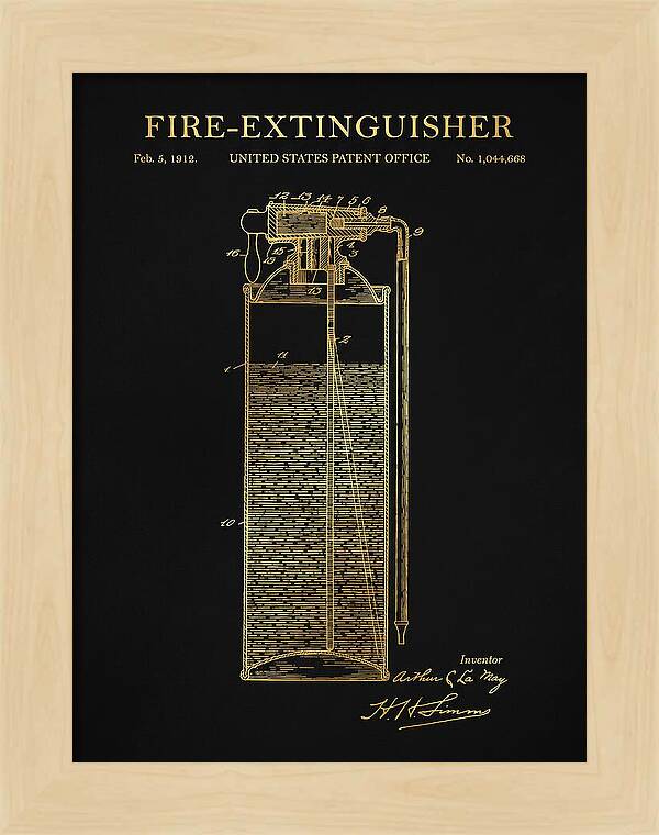 Fire Extinguisher Gold Patent Us1044668