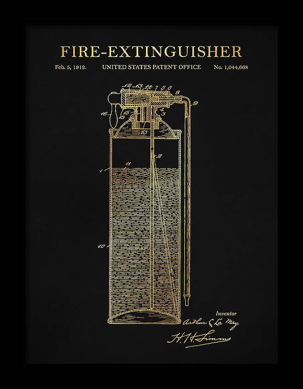 Fire Extinguisher Gold Patent Us1044668