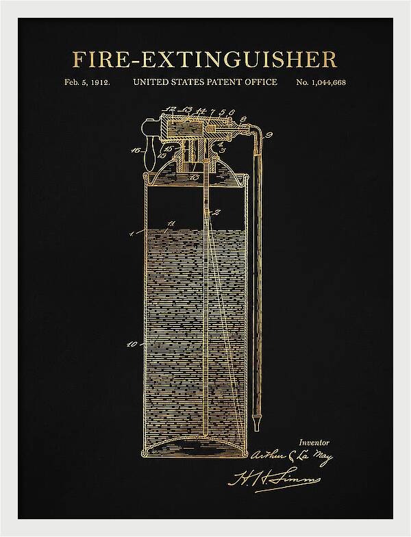 Fire Extinguisher Gold Patent Us1044668