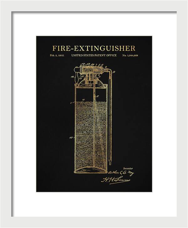 Fire Extinguisher Gold Patent Us1044668