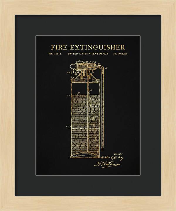 Fire Extinguisher Gold Patent Us1044668