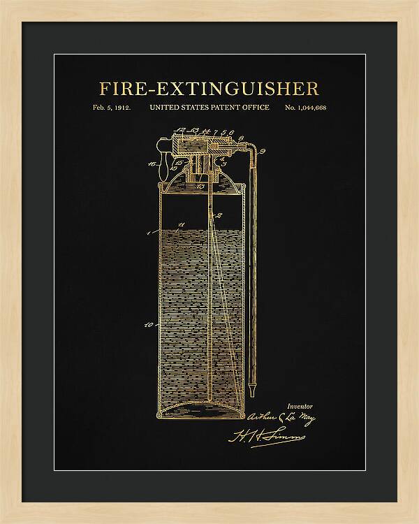 Fire Extinguisher Gold Patent Us1044668