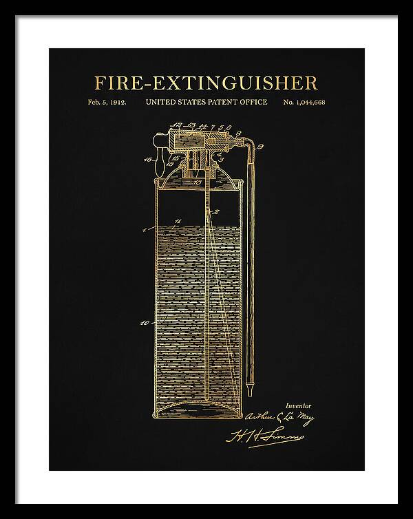 Fire Extinguisher Gold Patent Us1044668