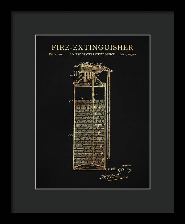 Fire Extinguisher Gold Patent Us1044668