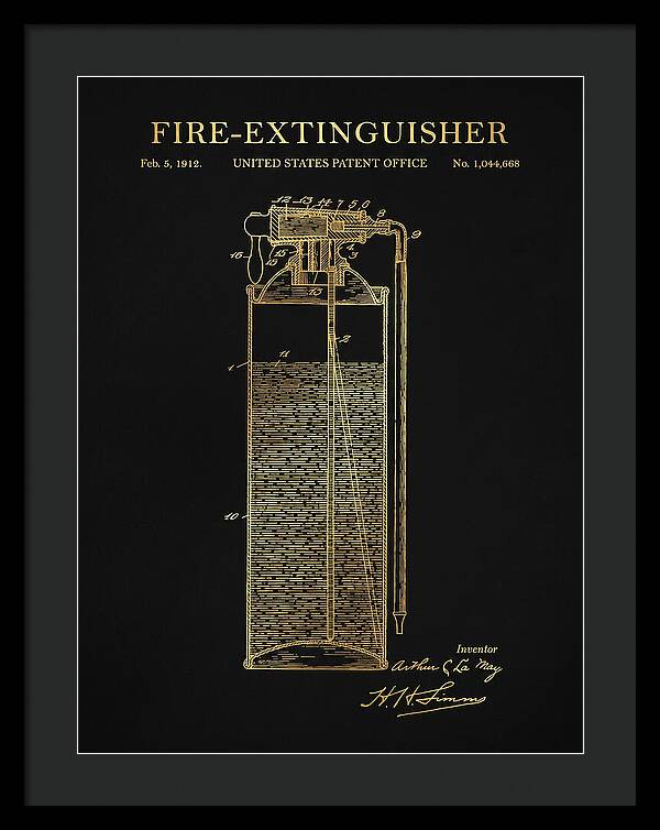 Fire Extinguisher Gold Patent Us1044668