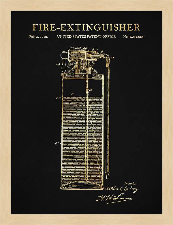 Fire Extinguisher Gold Patent Us1044668