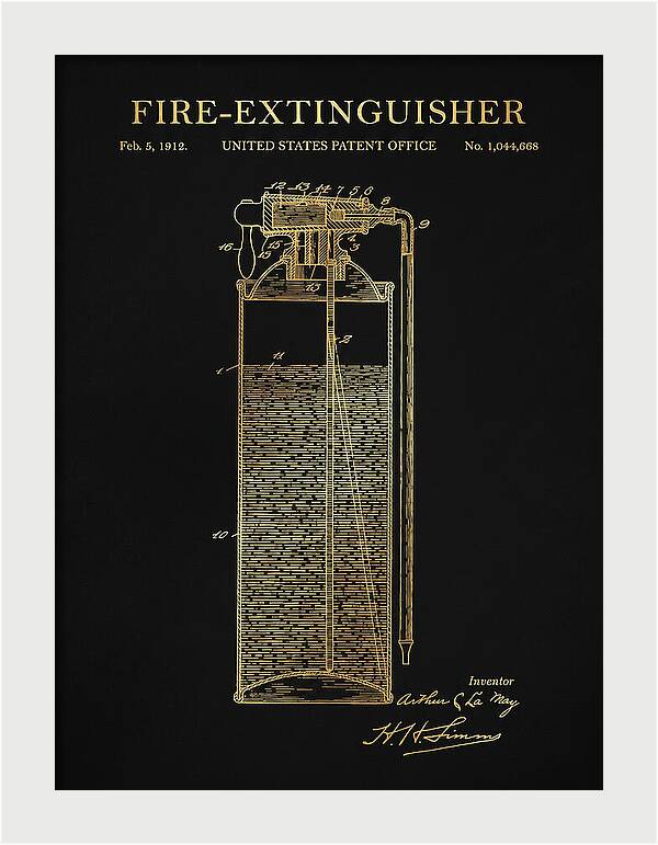 Fire Extinguisher Gold Patent Us1044668