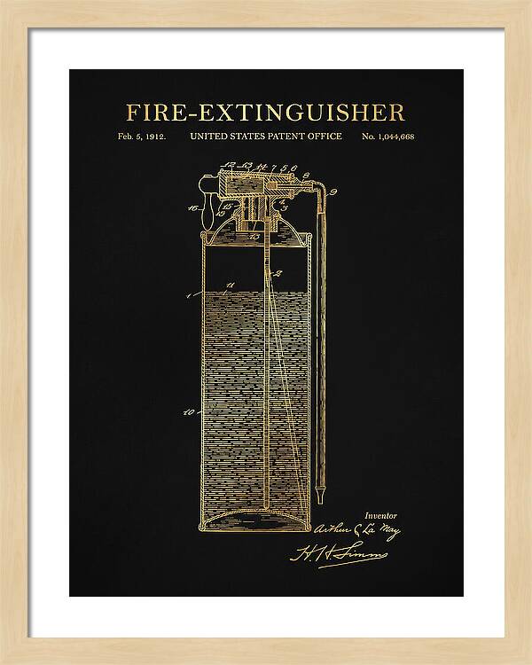 Fire Extinguisher Gold Patent Us1044668
