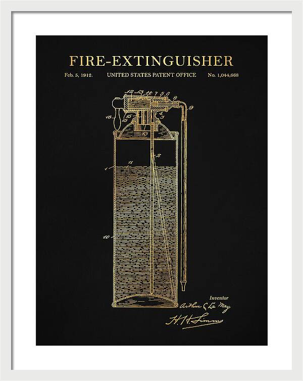 Fire Extinguisher Gold Patent Us1044668