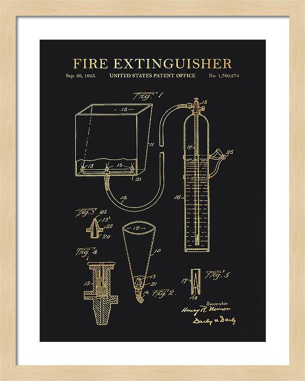 Fire Extinguisher Gold Patent Us1760274