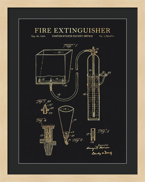 Fire Extinguisher Gold Patent Us1760274