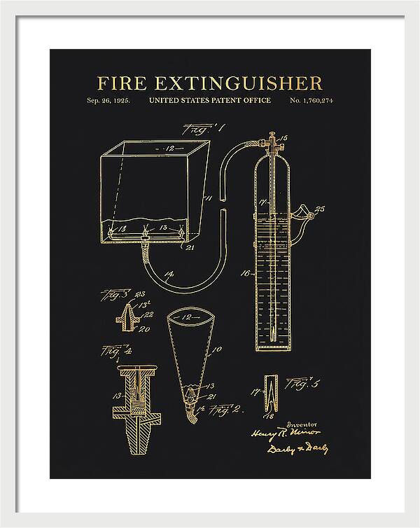 Fire Extinguisher Gold Patent Us1760274