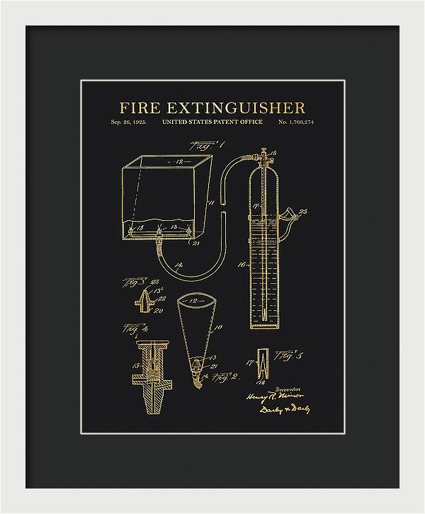 Fire Extinguisher Gold Patent Us1760274