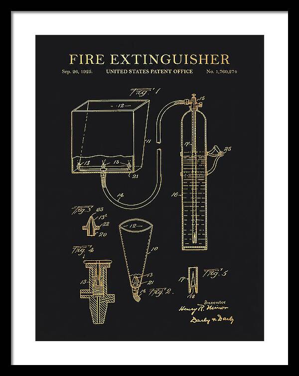 Fire Extinguisher Gold Patent Us1760274