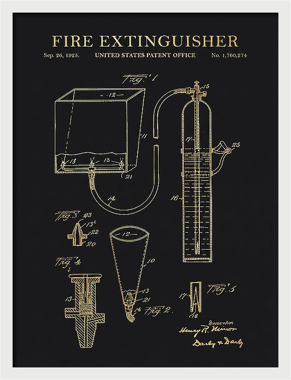 Fire Extinguisher Gold Patent Us1760274