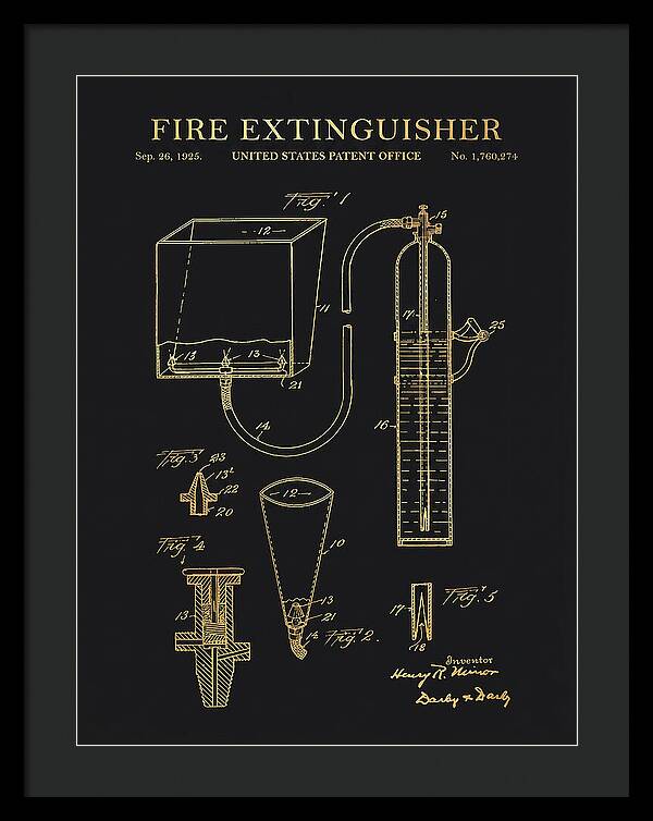 Fire Extinguisher Gold Patent Us1760274