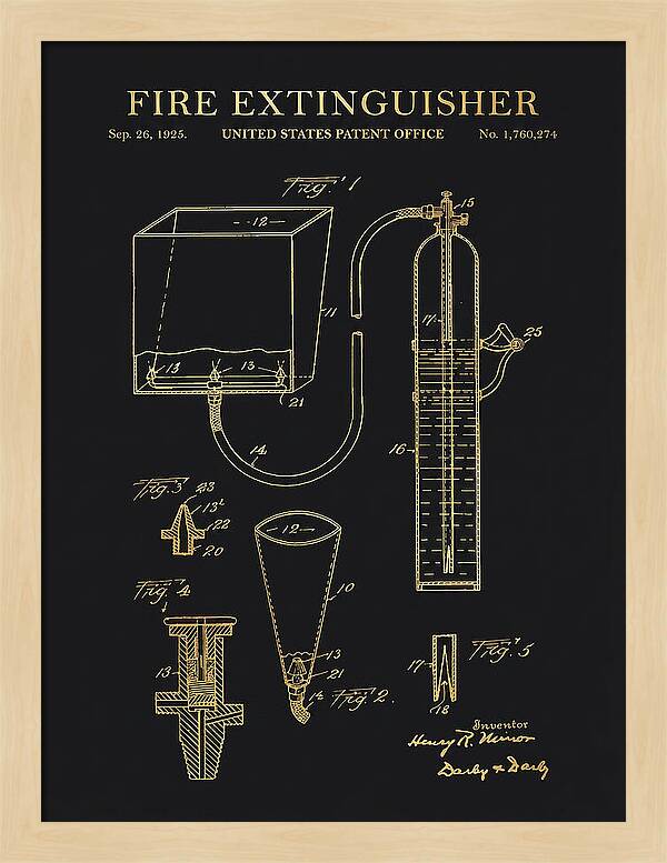 Fire Extinguisher Gold Patent Us1760274