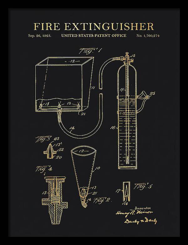 Fire Extinguisher Gold Patent Us1760274