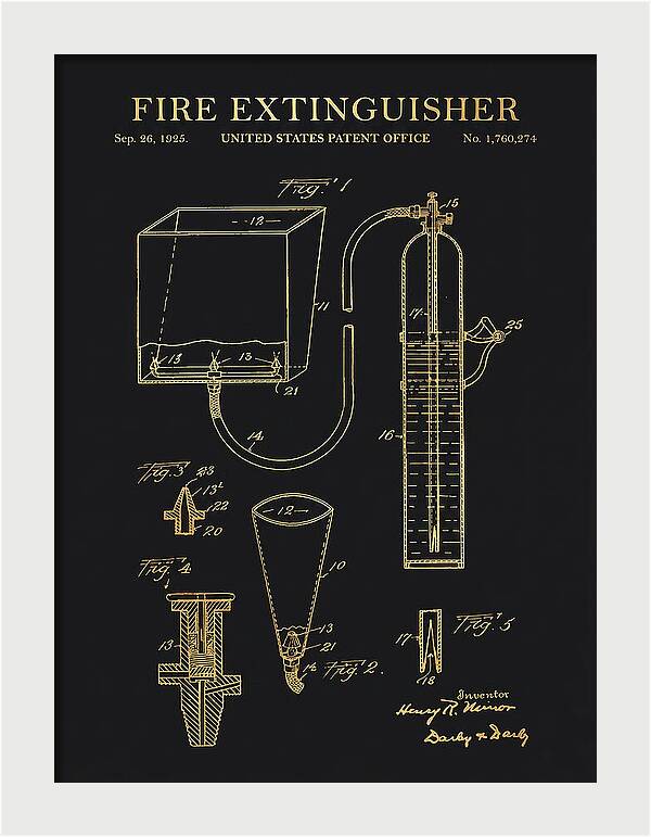 Fire Extinguisher Gold Patent Us1760274