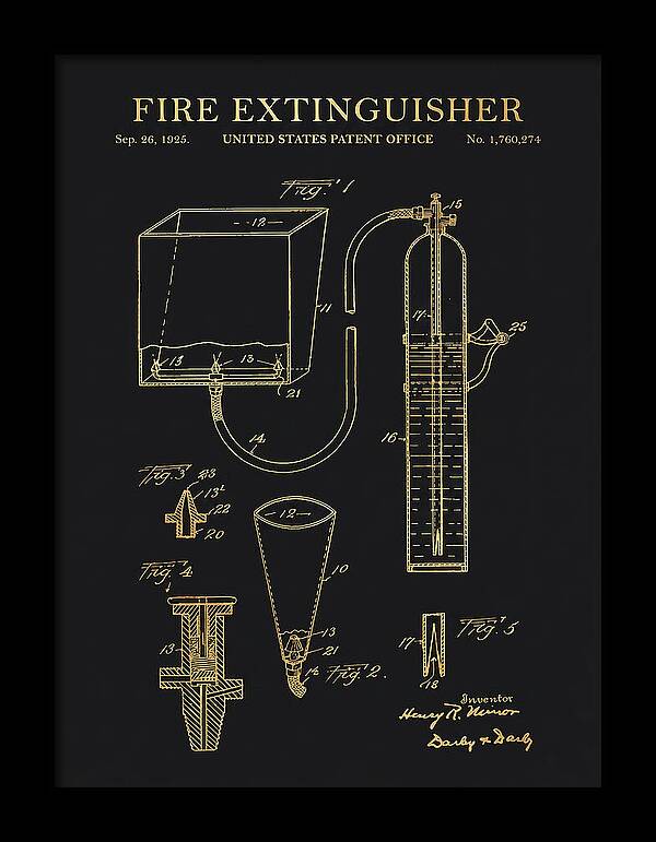 Fire Extinguisher Gold Patent Us1760274