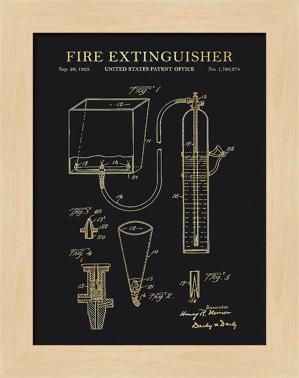 Fire Extinguisher Gold Patent Us1760274