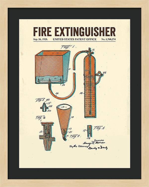 Fire Extinguisher Retro Patent Us1760274