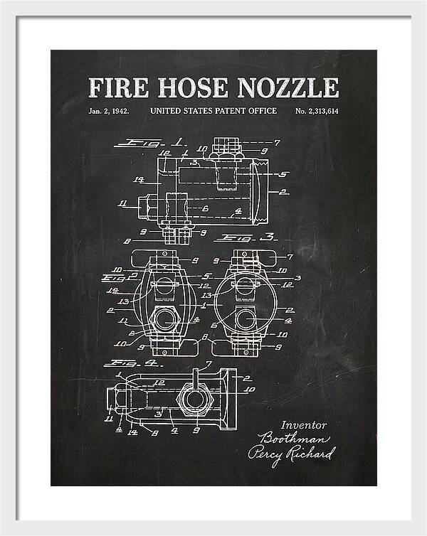 Fire Hose Nozzle Chalkboard Patent Us2313614