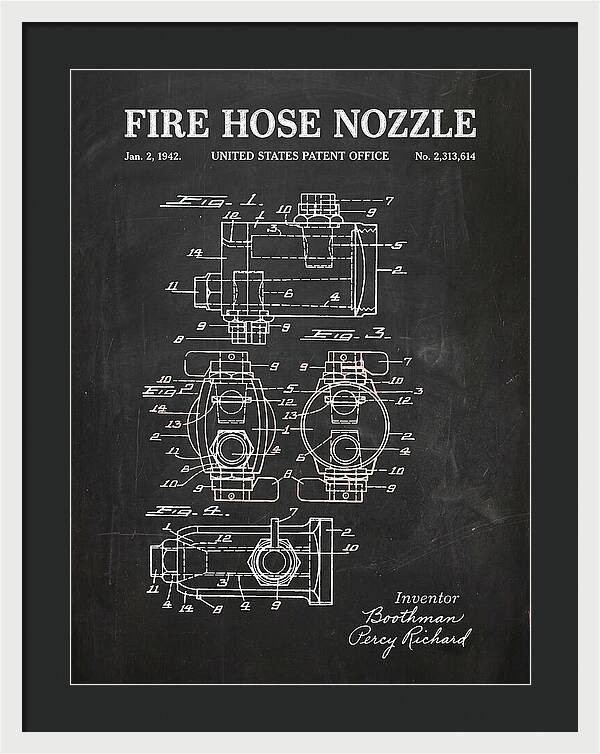 Fire Hose Nozzle Chalkboard Patent Us2313614